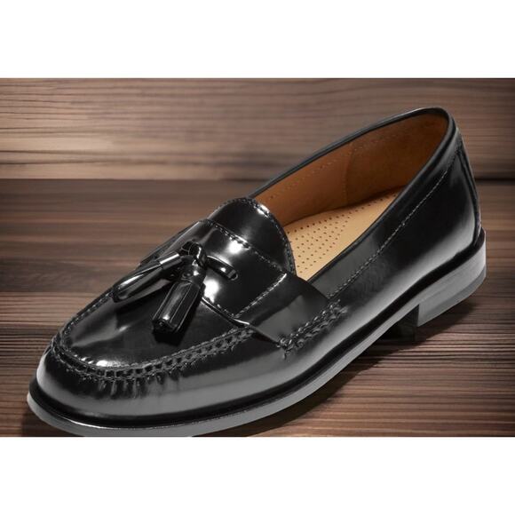 COLE HAAN Black Pinch Tassel Slip On Shoes Mens Size 9.5 New Box Fast Shipping main image 9